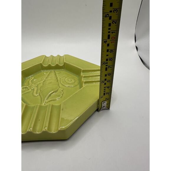 Kay Finch Mid Century Ceramic Green Sea Shell Ashtray CA Made 1935-1963 - Picture 10 of 10